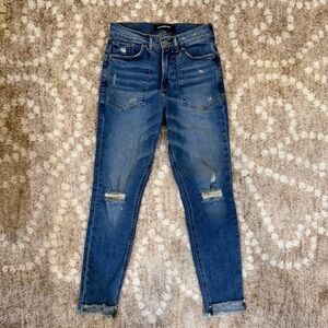 Express Ankle Skinny High-Rise Distressed Stretch Jeans